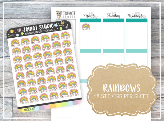 RAINBOWS - Kawaii Planner Stickers - Weather Stickers - Journal Stickers - Cute Stickers - Decorative Stickers - K0046