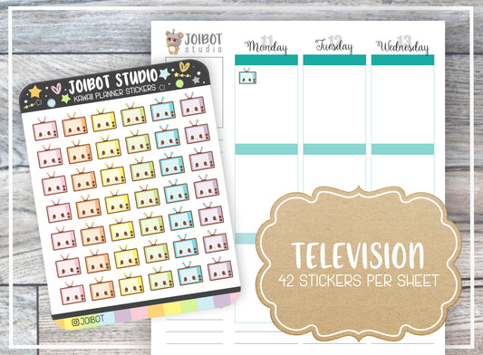 TV - TELEVISION - Kawaii Planner Stickers - TV Show Stickers - Journal Stickers - Cute Stickers - Decorative Stickers - K0012