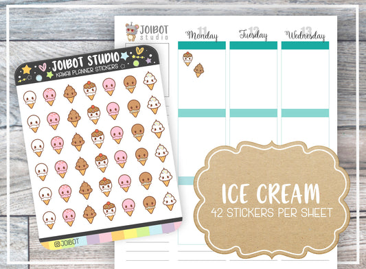 ICE CREAM - Kawaii Planner Stickers - Dessert Stickers - Journal Stickers - Cute Stickers - Decorative Stickers - K0011