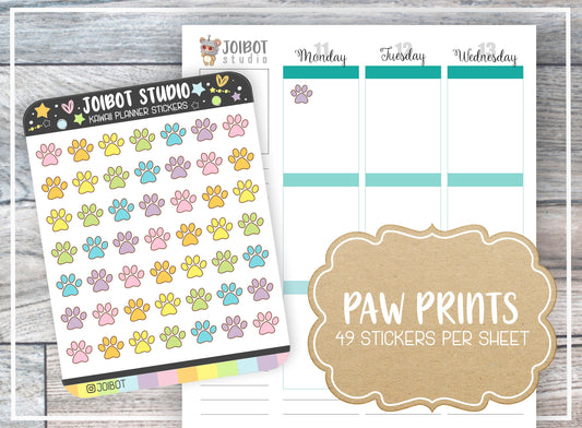 PAW PRINTS - Kawaii Planner Stickers - Dog Mom Cat Mom Stickers - Journal Stickers - Cute Stickers - Decorative Stickers - K0021