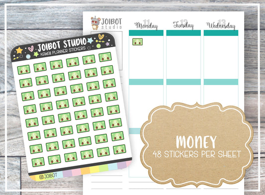 MONEY - Kawaii Planner Stickers - Pay Day Stickers - Paycheck - Journal Stickers - Cute Stickers - Decorative Stickers - K0023