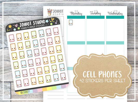 CELL PHONE - Kawaii Planner Stickers - Phone Bill Stickers - Journal Stickers - Cute Stickers - Decorative Stickers - K0024