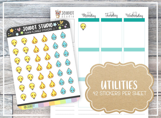 UTILITIES - Kawaii Planner Stickers - Bill Stickers - Journal Stickers - Cute Stickers - Decorative Stickers - K0017