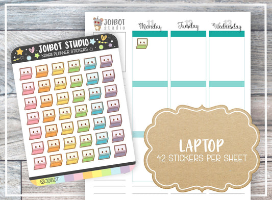 LAPTOP - Kawaii Planner Stickers - Work From Home Stickers - Journal Stickers - Cute Stickers - Decorative Stickers - K0028