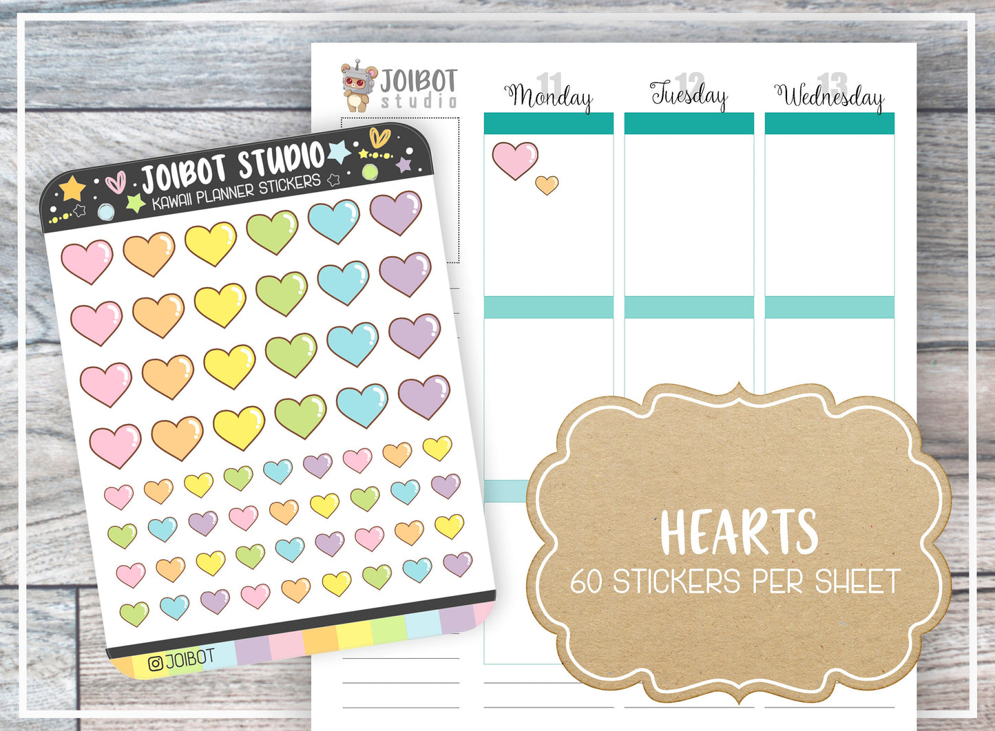 HEARTS - Kawaii Planner Stickers - Love Stickers - Journal Stickers - Cute Stickers - Decorative Stickers - K0041