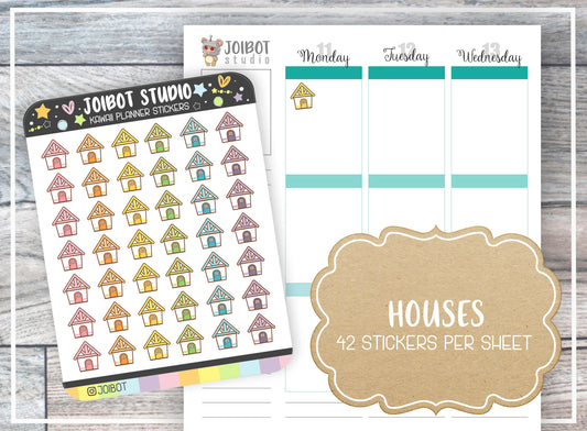 HOUSES- Kawaii Planner Stickers - Rent Stickers - Journal Stickers - Cute Stickers - Decorative Stickers - K0039