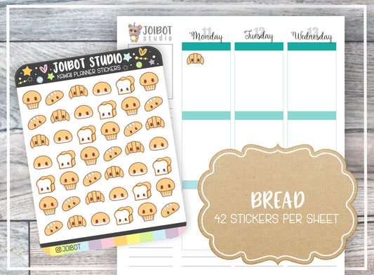 BREAD- Kawaii Planner Stickers - Baking Stickers - Journal Stickers - Cute Stickers - Decorative Stickers - K0043