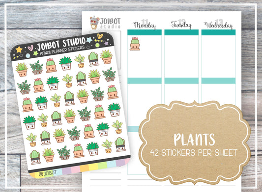 PLANTS - Kawaii Planner Stickers - Plant Mom Stickers - Journal Stickers - Cute Stickers - Decorative Stickers - K0010