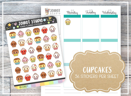 CUPCAKES - Kawaii Planner Stickers - Dessert Stickers - Journal Stickers - Cute Stickers - Decorative Stickers - K0047