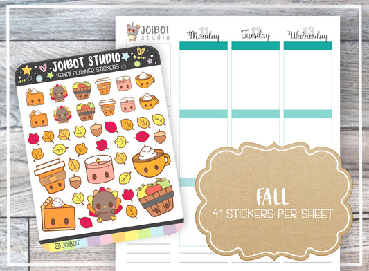 FALL - Kawaii Planner Stickers - Holiday Stickers - Journal Stickers - Cute Stickers - Decorative Stickers - K0058