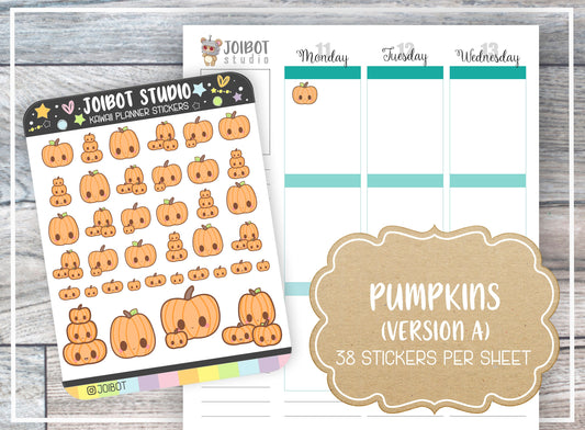 PUMPKINS - Kawaii Planner Stickers - Holiday Stickers - Journal Stickers - Cute Stickers - Decorative Stickers - K0052-A