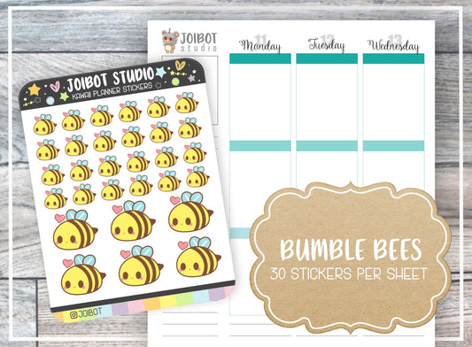BEES - Kawaii Planner Stickers - Bug Stickers - Journal Stickers - Cute Stickers - Decorative Stickers - K0063