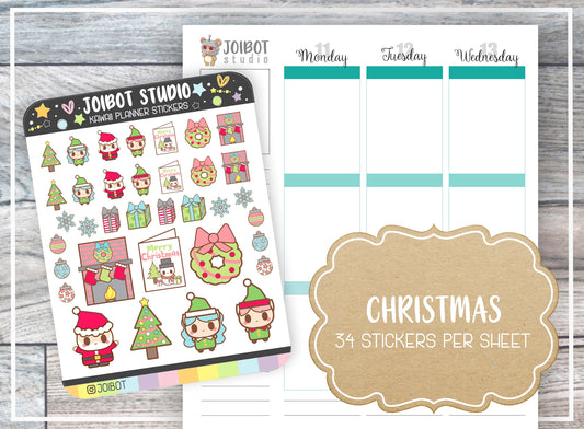 CHRISTMAS - Kawaii Planner Stickers - Holiday Stickers - Journal Stickers - Cute Stickers - Decorative Stickers - K0069-A