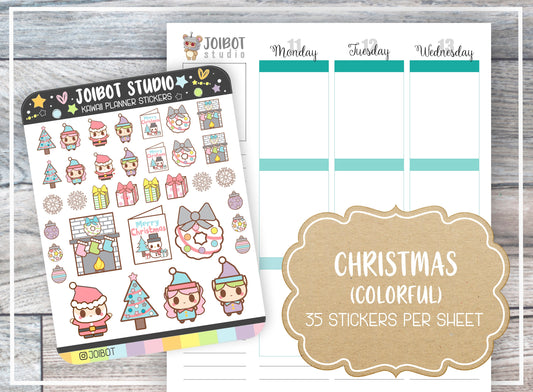 CHRISTMAS - Kawaii Planner Stickers - Holiday Stickers - Journal Stickers - Cute Stickers - Decorative Stickers - K0069-B