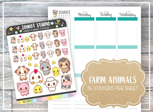 FARM ANIMALS - Kawaii Planner Stickers - Petting Zoo Stickers - Journal Stickers - Cute Stickers - Decorative Stickers - K0070