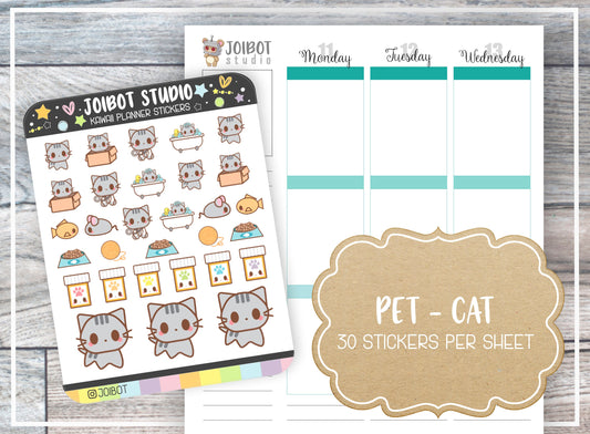 PET CAT - Kawaii Planner Stickers - Veterinarian Stickers - Journal Stickers - Cute Stickers - K0072