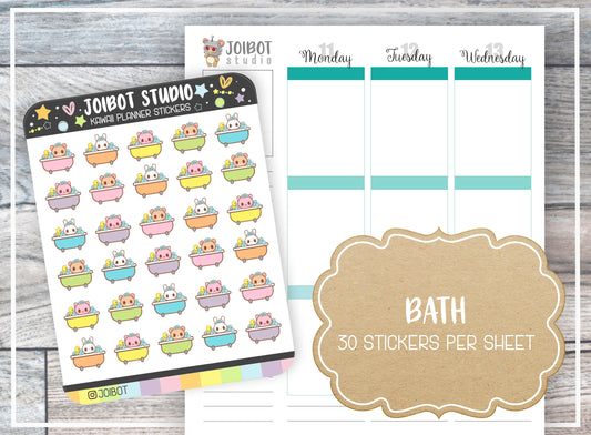 BATH- Kawaii Planner Stickers - Relaxation Stickers - Journal Stickers - Cute Stickers - Decorative Stickers - K0075