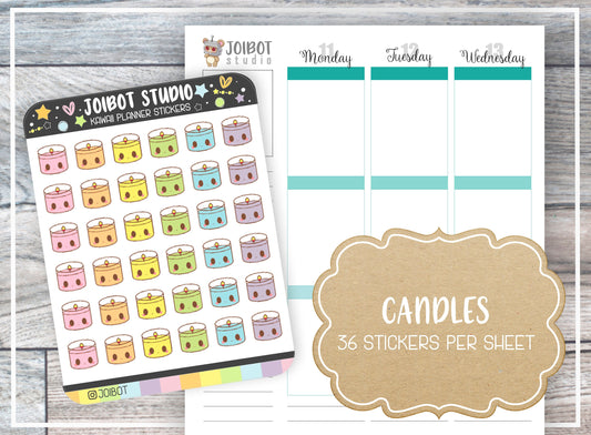 CANDLES - Kawaii Planner Stickers - Relaxation Stickers - Journal Stickers - Cute Stickers - Decorative Stickers - K0078