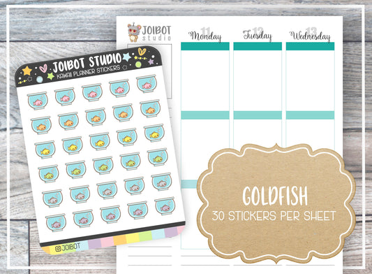 GOLDFISH - Kawaii Planner Stickers - Aquarium Stickers - Journal Stickers - Cute Stickers - Decorative Stickers - K0091