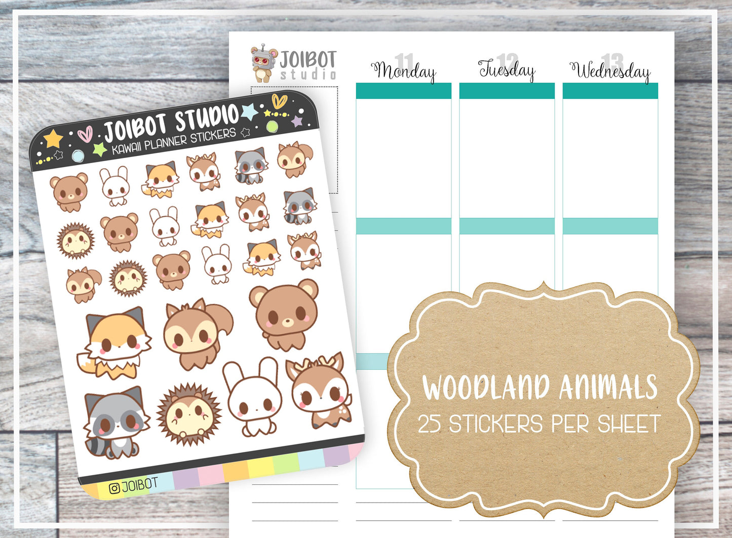 WOODLAND ANIMALS - Kawaii Planner Stickers - Forest Animal Stickers - Journal Stickers - Cute Stickers - Decorative Stickers - K0090