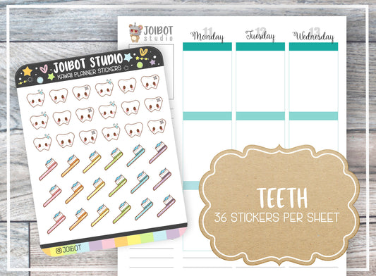 TEETH - Kawaii Planner Stickers - Dentist Stickers - Journal Stickers - Cute Stickers - Decorative Stickers - K0076