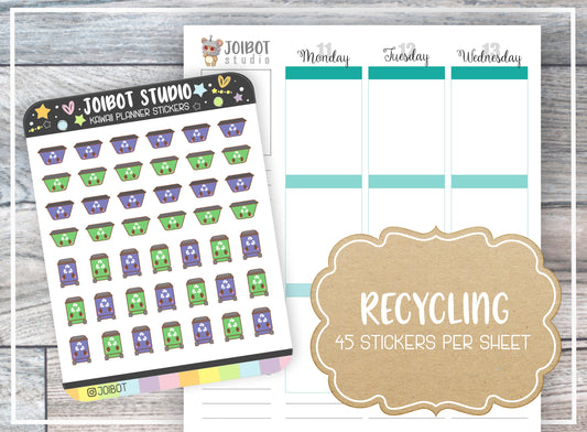 RECYCLING - Kawaii Planner Stickers - Trash Stickers - Journal Stickers - Cute Stickers - Decorative Stickers - K0103
