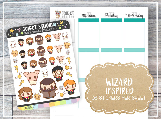 WIZARD INSPIRED - Kawaii Planner Stickers - Movie Stickers - Journal Stickers - Cute Stickers - Decorative Stickers - C0008