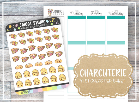 CHARCUTERIE - Kawaii Planner Stickers - Party Stickers - Journal Stickers - Cute Stickers - Decorative Stickers - K0116