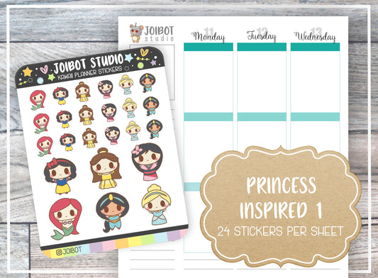 PRINCESS INSPIRED 1 - Kawaii Planner Stickers - Movie Stickers - Journal Stickers - Cute Stickers - Decorative Stickers - C0012