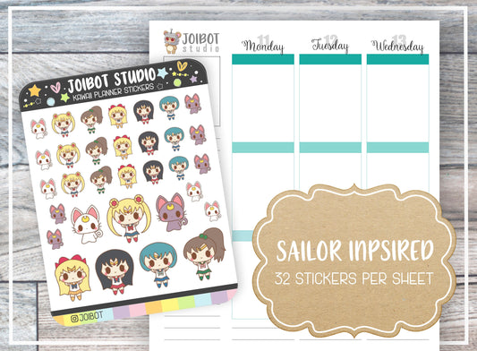 SAILOR INSPIRED - Kawaii Planner Stickers - Anime Stickers - Journal Stickers - Cute Stickers - Decorative Stickers - C0013