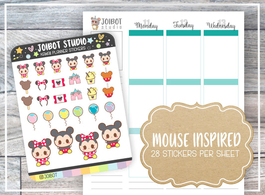 MOUSE INSPIRED - Kawaii Planner Stickers - Vacation Stickers - Journal Stickers - Cute Stickers - Decorative Stickers - K0102