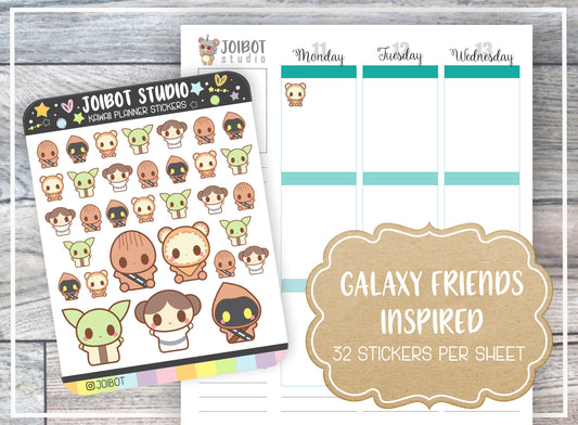 GALAXY FRIENDS INSPIRED - Kawaii Planner Stickers - Movie Stickers - Journal Stickers - Cute Stickers - Decorative Stickers - C0006