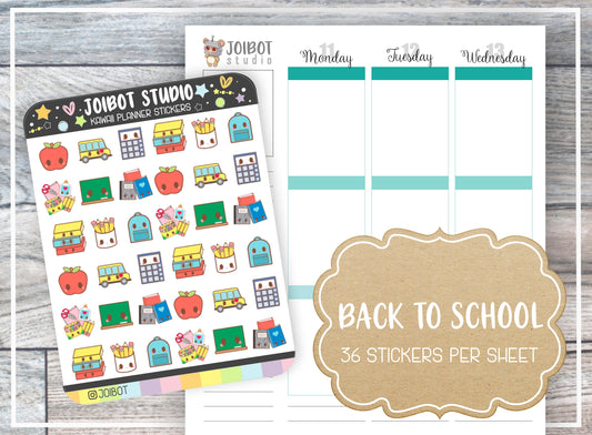 BACK TO SCHOOL - Kawaii Planner Stickers - Teacher Stickers - Journal Stickers - Cute Stickers - Decorative Stickers - K0119