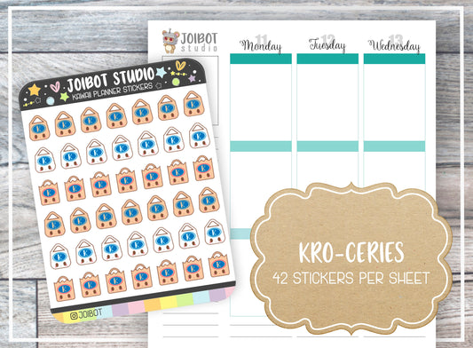 KRO-CERIES - Kawaii Planner Stickers - Grocery Stickers - Journal Stickers - Cute Stickers - Decorative Stickers - K0124