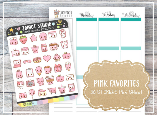 PINK FAVORITES - Kawaii Planner Stickers - Variety Stickers - Journal Stickers - Cute Stickers - A0001