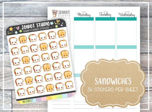 SANDWICHES - Kawaii Planner Stickers - Lunch Stickers - Journal Stickers - Cute Stickers - Decorative Stickers - K0134