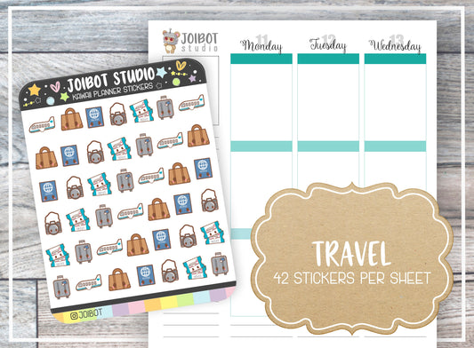 TRAVEL - Kawaii Planner Stickers - Vacation Stickers - Journal Stickers - Cute Stickers - Decorative Stickers - K0141