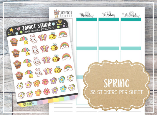 SPRING - Kawaii Planner Stickers - Seasonal Stickers - Journal Stickers - Cute Stickers - Decorative Stickers - K0142