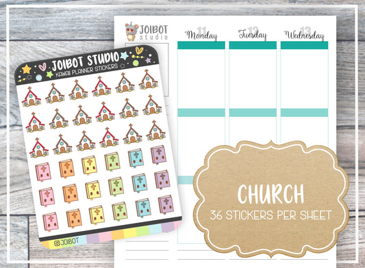 CHURCH - Kawaii Planner Stickers - Bible Stickers - Journal Stickers - Cute Stickers - Decorative Stickers - K0147