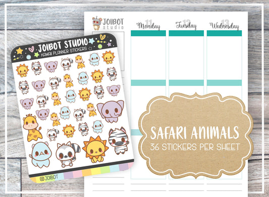 SAFARI ANIMALS - Kawaii Planner Stickers - Zoo Stickers - Journal Stickers - Cute Stickers - Decorative Stickers - K0151