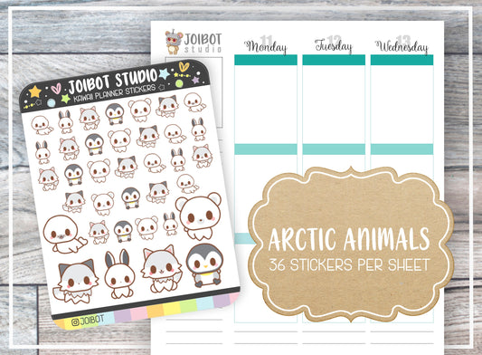 ARCTIC ANIMALS - Kawaii Planner Stickers - Zoo Stickers - Journal Stickers - Cute Stickers - Decorative Stickers - K0152