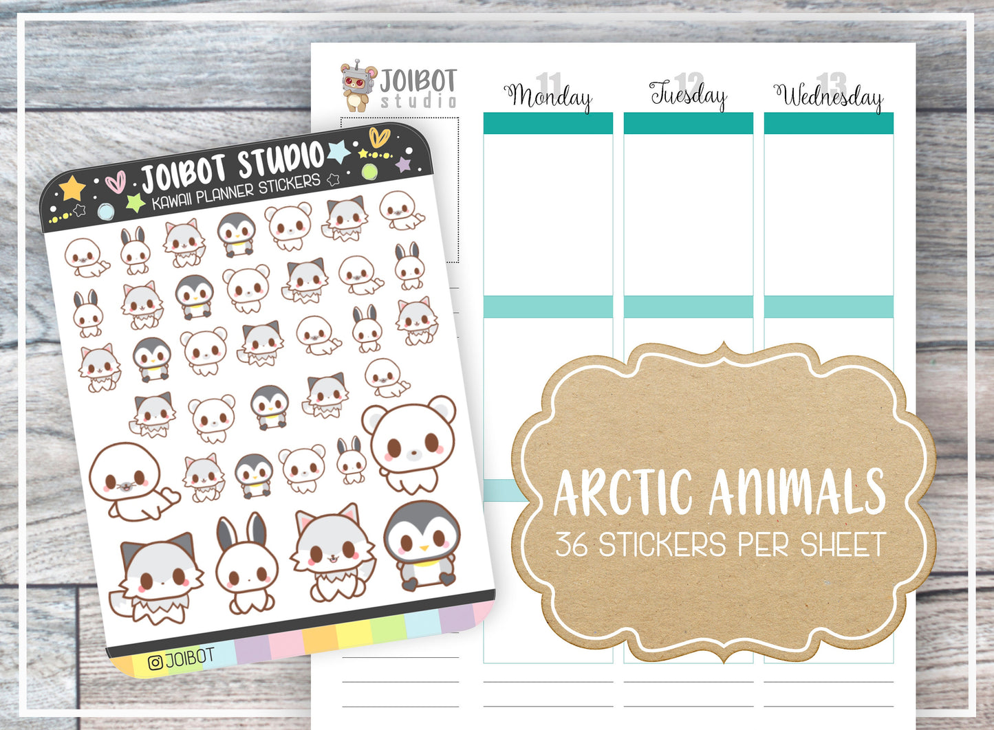 ARCTIC ANIMALS - Kawaii Planner Stickers - Zoo Stickers - Journal Stickers - Cute Stickers - Decorative Stickers - K0152