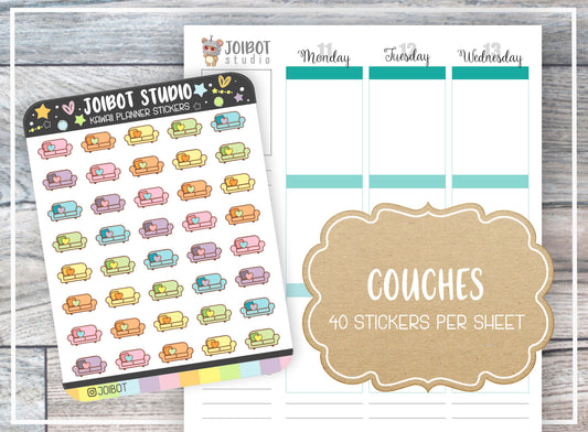 COUCHES- Kawaii Planner Stickers - Furniture Stickers - Journal Stickers - Cute Stickers - Decorative Stickers - K0155