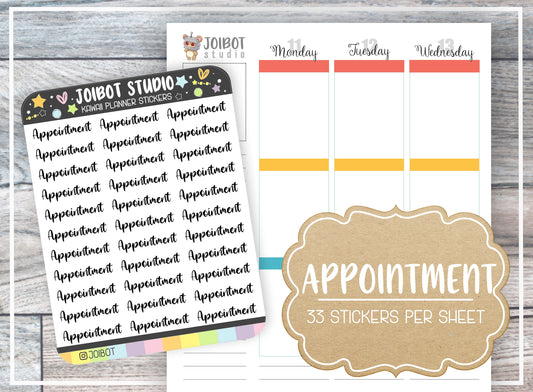 APPOINTMENT - Kawaii Planner Stickers - Label Stickers - Journal Stickers - Header Stickers - TX005