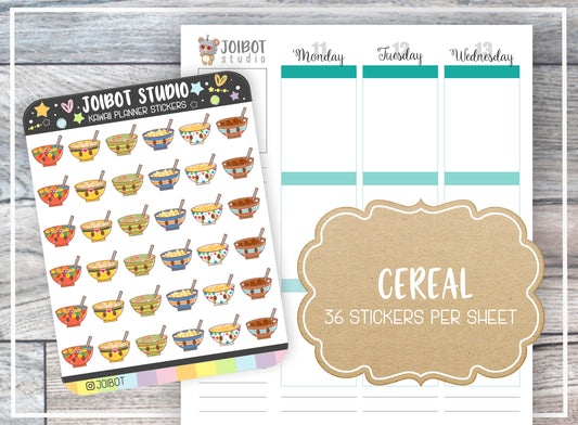 CEREAL - Kawaii Planner Stickers - Breakfast Stickers - Journal Stickers - Cute Stickers - Decorative Stickers - K0158