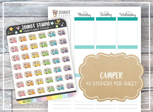 CAMPER - Kawaii Planner Stickers - Travel Stickers - Journal Stickers - Cute Stickers - Decorative Stickers - K0164