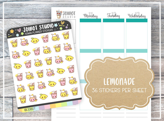 LEMONADE - Kawaii Planner Stickers - Summer Stickers - Journal Stickers - Cute Stickers - Decorative Stickers - K0167