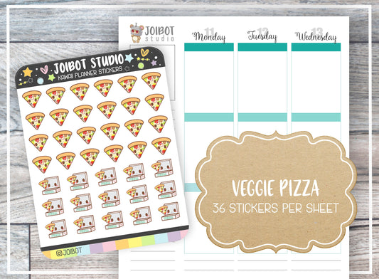 VEGGIE PIZZA - Kawaii Planner Stickers - Food Stickers - Journal Stickers - Cute Stickers - Decorative Stickers - K0166