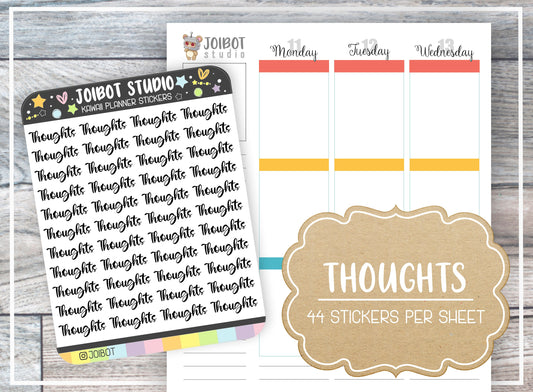 THOUGHTS - Kawaii Planner Stickers - Label Stickers - Journal Stickers - Header Stickers - TX009
