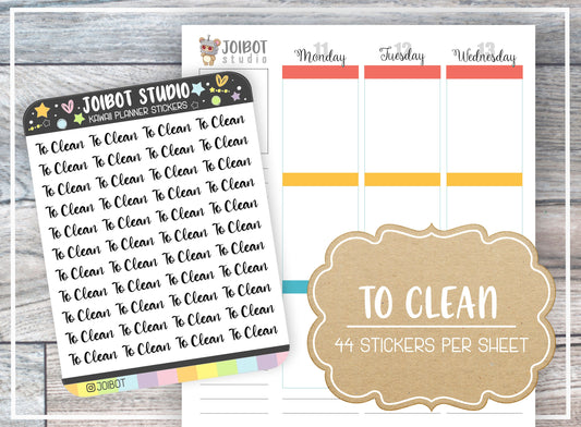 TO CLEAN - Kawaii Planner Stickers - Label Stickers - Journal Stickers - Header Stickers - TX007